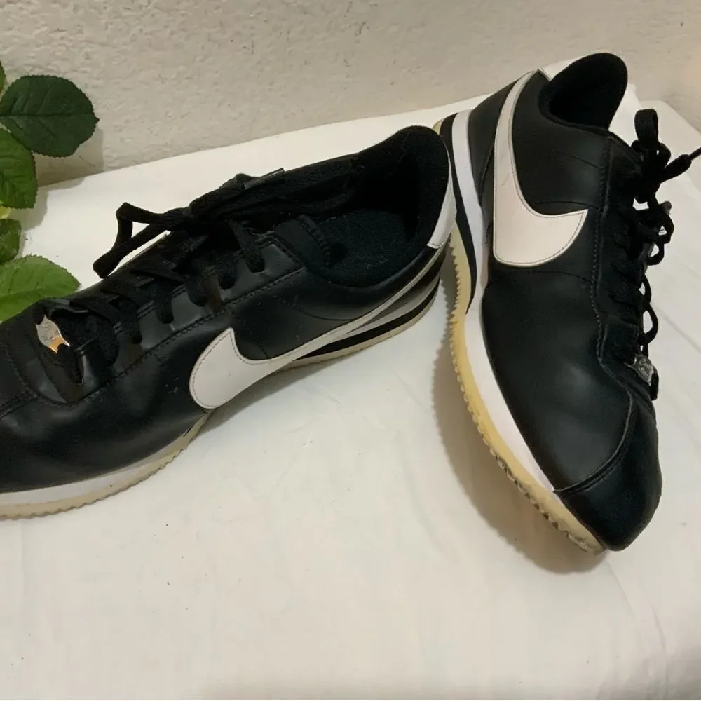 Nike Cortez '72 Basic Leather Black White Lace Up Sneakers Running Shoes 13